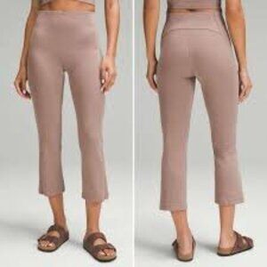 Lululemon Ribbed Softstreme Zip-Leg High-Rise Cropped Pant 25" Taupe Size 6